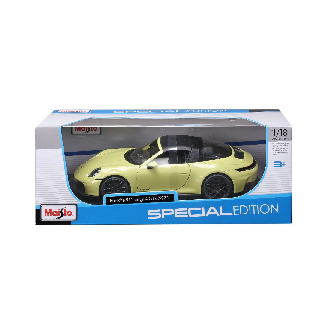 Porsche 911 992.2 Targa 4 GTS Hybrid 2025 yellow 1:18 Maisto