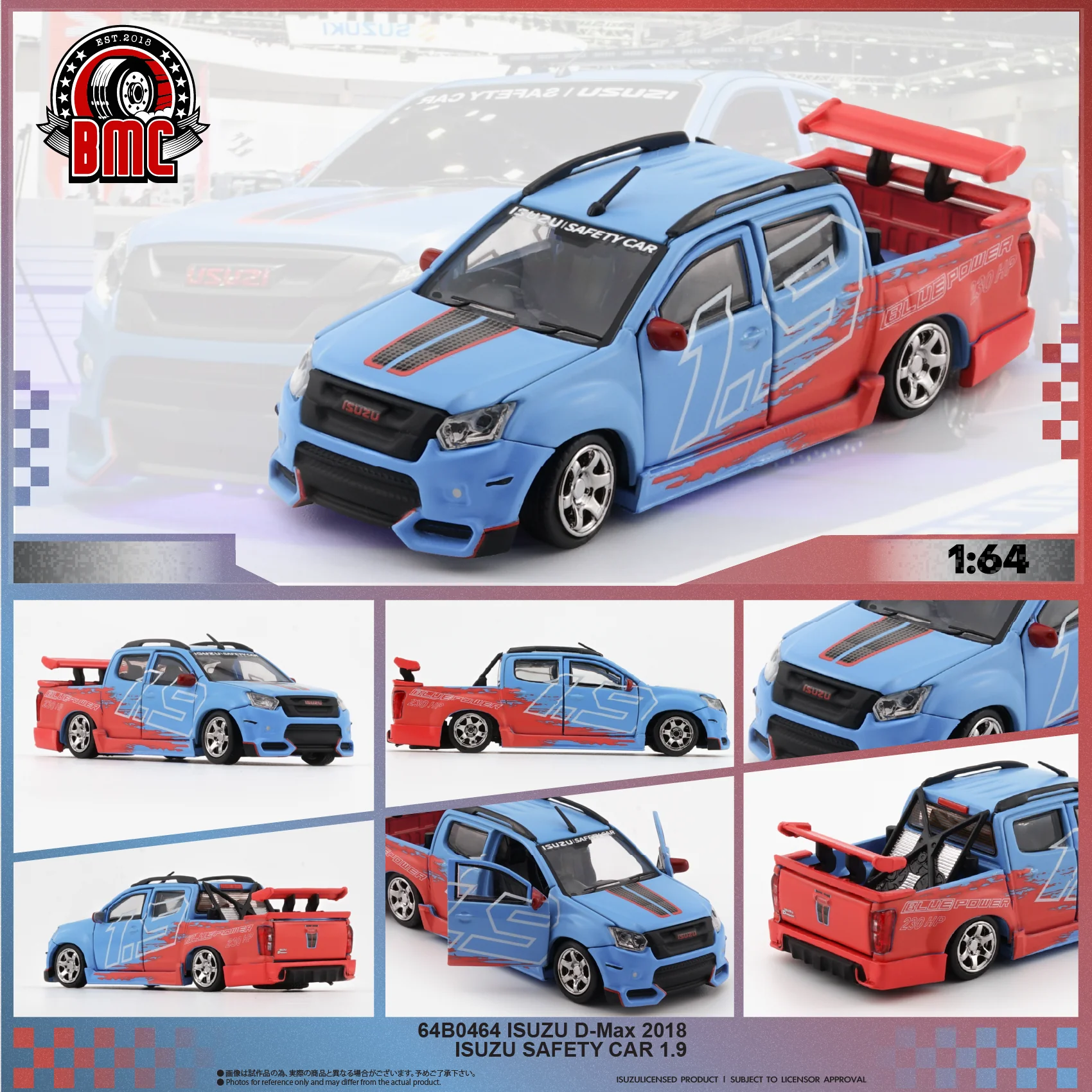Isuzu D-Max 2018 Low Rider Safty Car 1.9 (RHD) blue/red 1:64 BM Creations