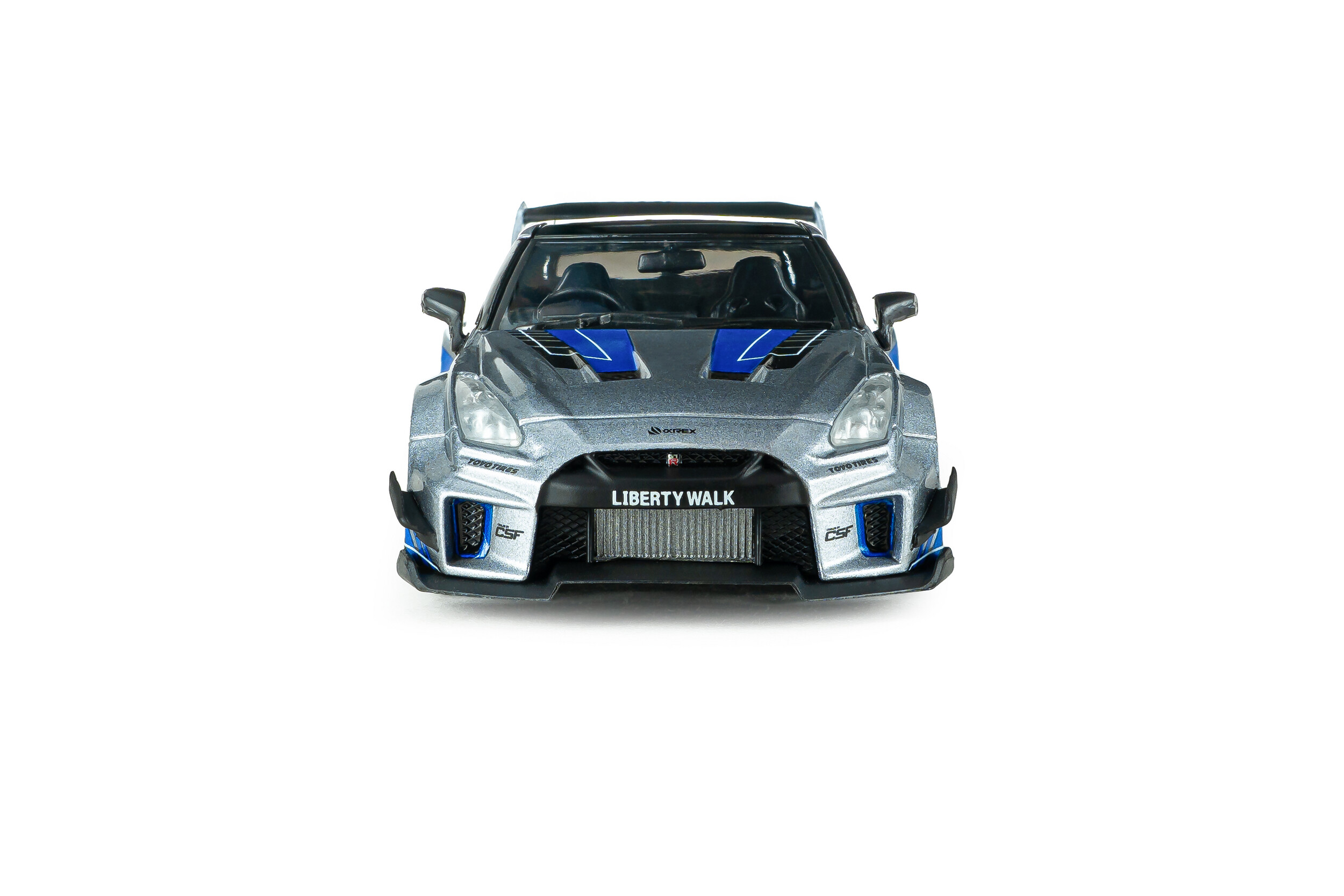 Nissan GT-R R35 Liberty Walk Silhouette 2020 silver/blue stripes 1:43 Solido