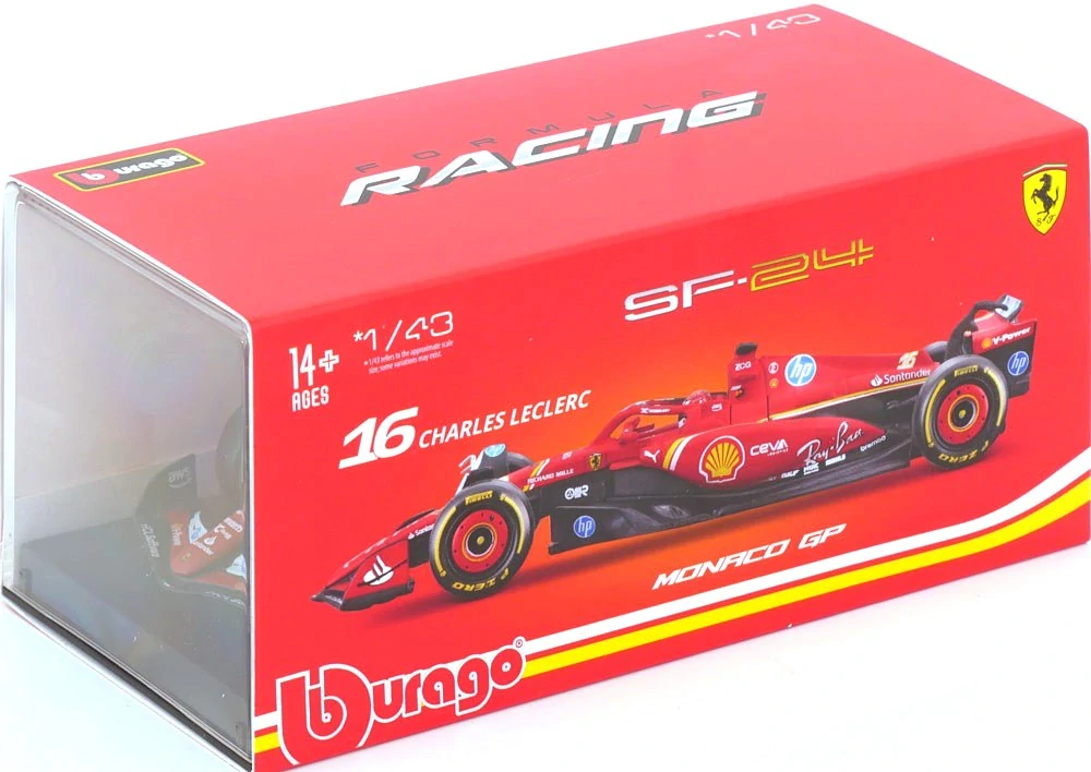 Ferrari SF-24 #16 Ch.Leclerc Winner Monaco GP 2024 with Helmet 1:43 Bburago