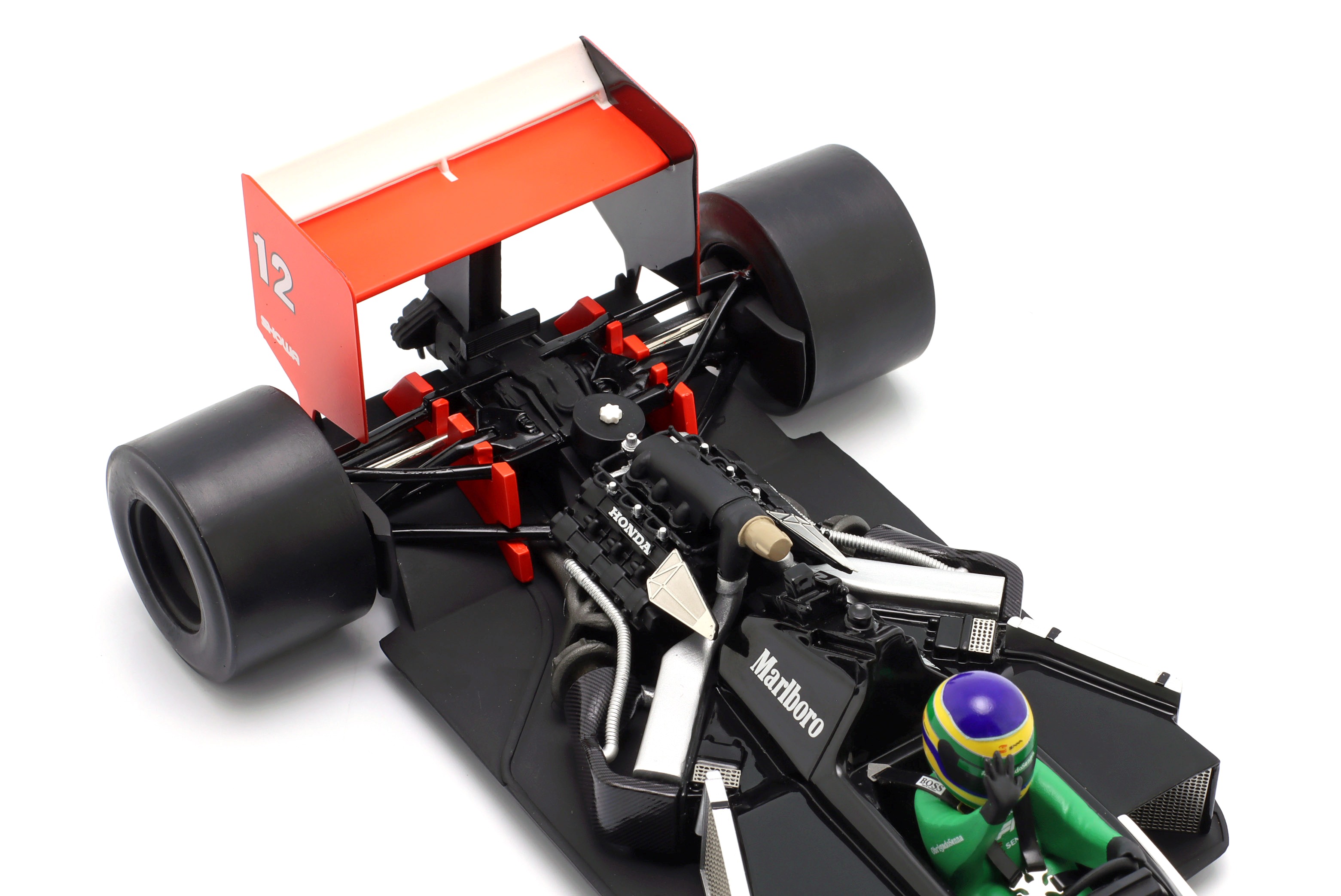McLaren MP4/4 #12 Bruno Senna Demo Run Interlagos F1 2019 with Opening Cover and Engine Details 1:18 Werk83