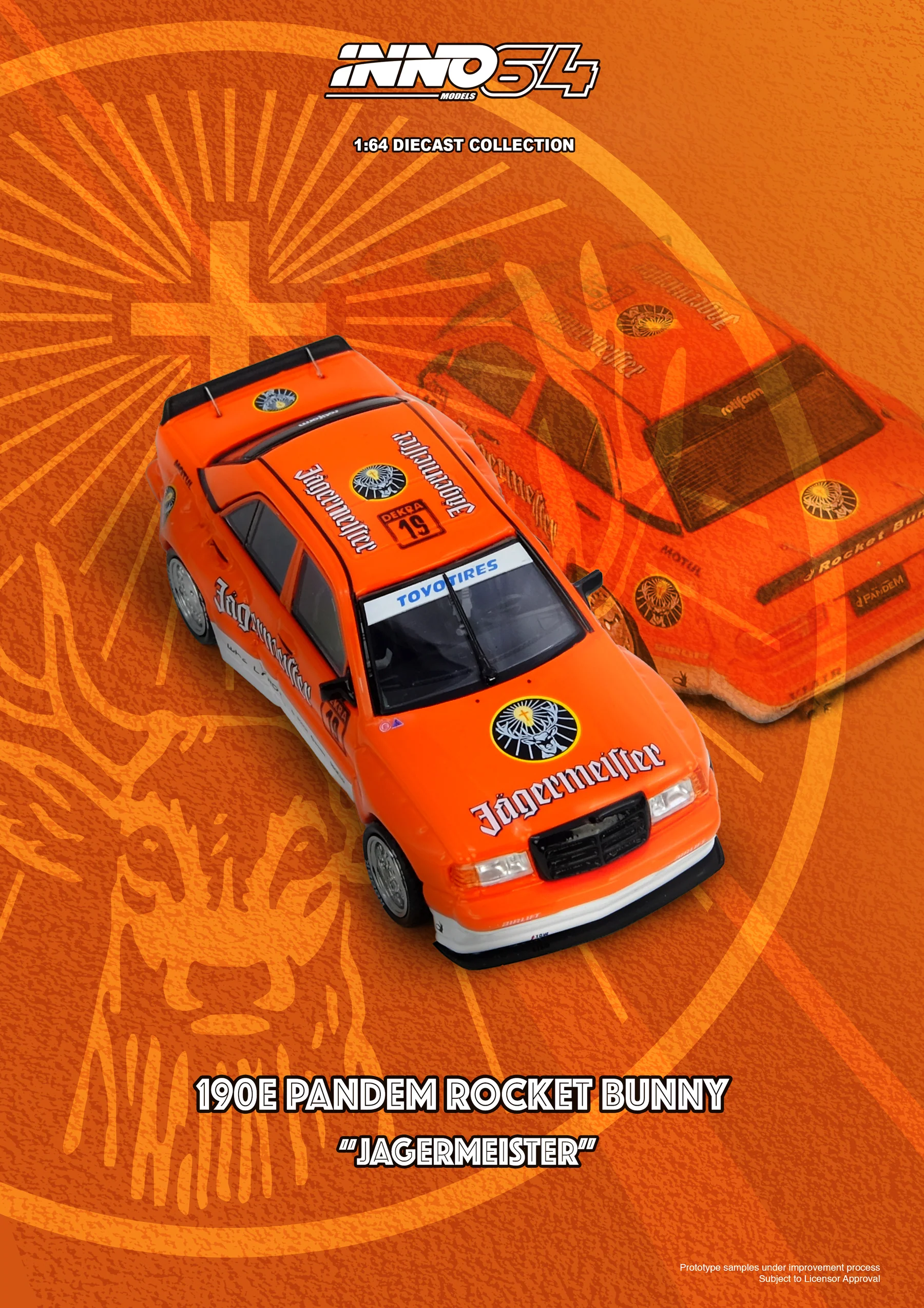 Mercedes-Benz 190E Rocket Bunny Pandem "Jagermeister" 1:64 Inno Models