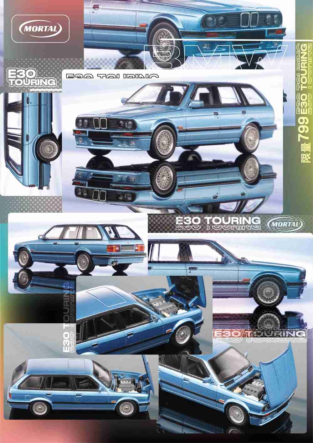 BMW E30 Touring Wagon blue 1:64 Mortal Model