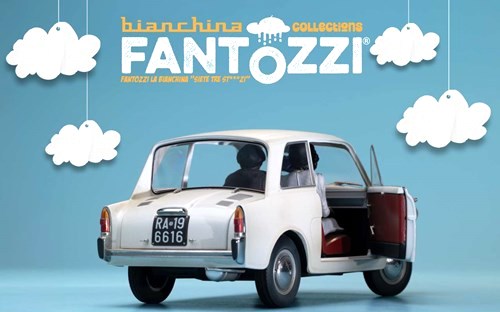 Autobianchi 4 Seats *TV-Series Fantozzi* 1975 with Figurines Fantozzi and Miss Silvani 1:18 CLC