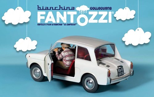 Autobianchi 4 Seats *TV-Series Fantozzi* 1983 with Figurines Fantozzi and Filini 1:18 CLC