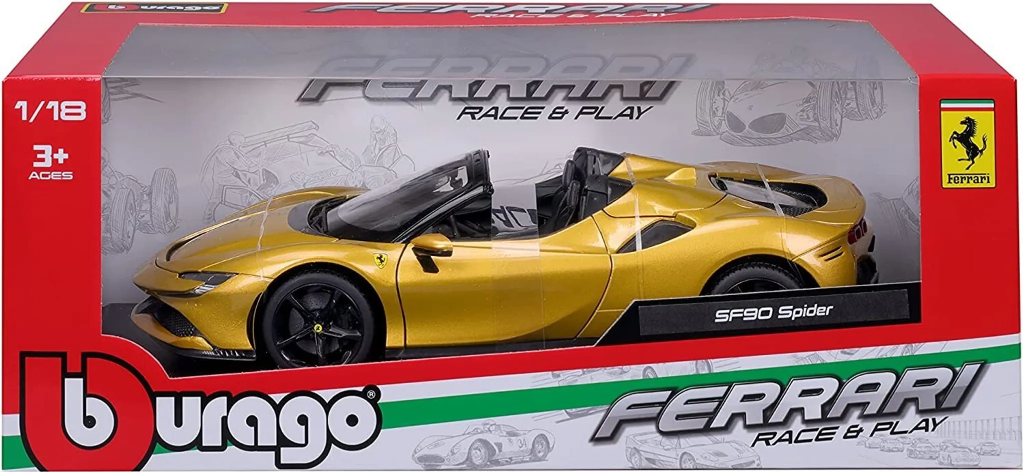 Ferrari SF90 Spider 2019 yellow 1:18 Bburago