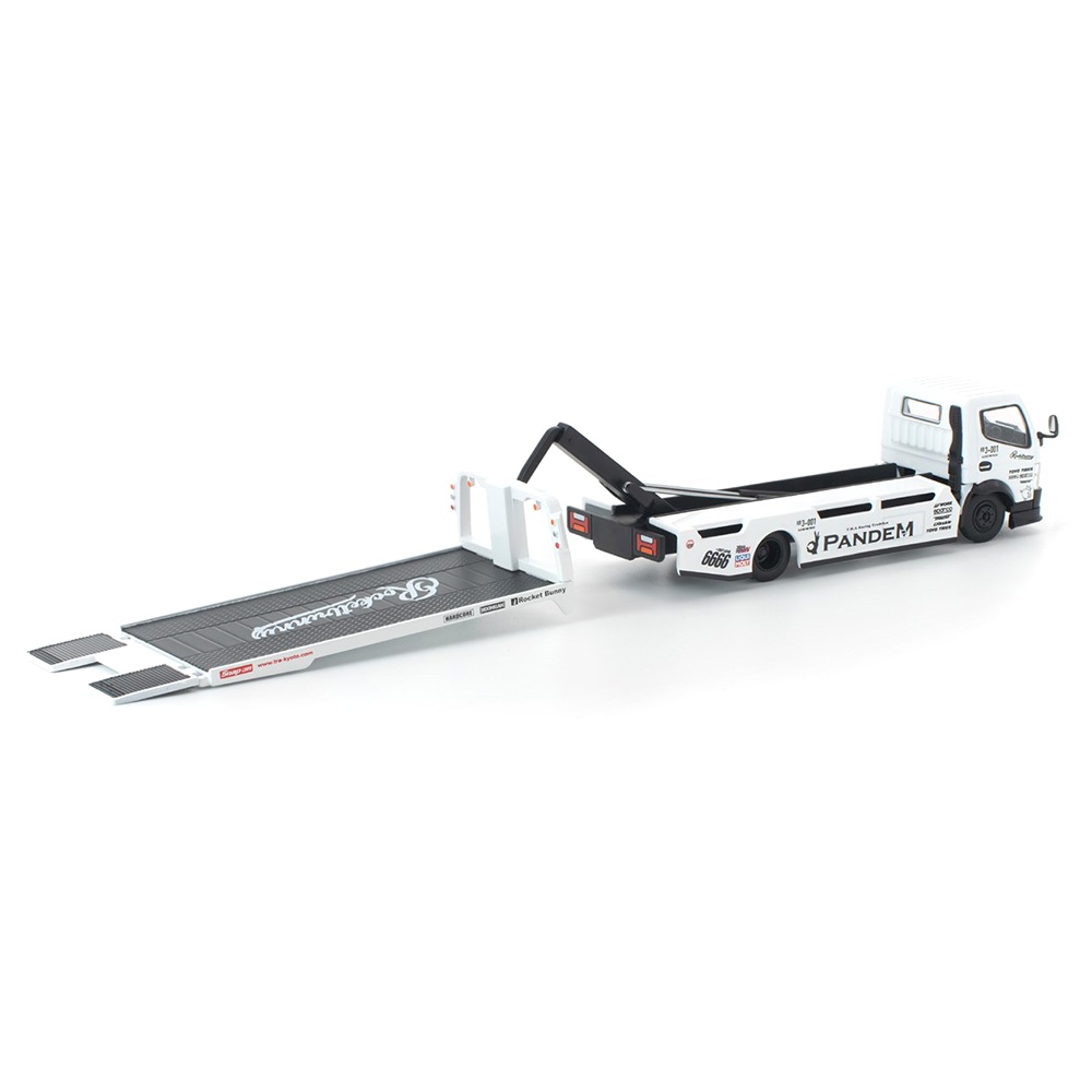 Mitsubishi Pandem Fuso 300 Flatbad Transporter white 1:64 Pop Race Limited