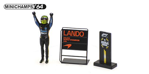 McLaren MCL39 #4 L.Norris World Champion Abu Dhabi GP 2025 with Standing Figurine Pitboard & Position Board 1:64 Minichamps
