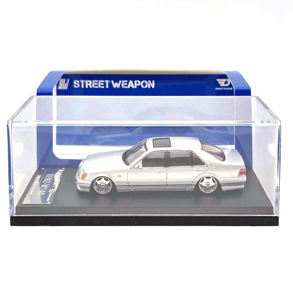 Mercedes-Benz W140 S600 silver 1:64 Street Weapon