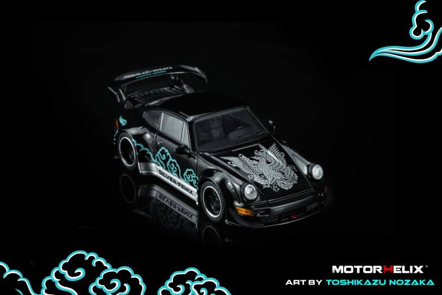 Porsche 911 996 RWB Coupe 2001 *Silver Fenix* black/silver 1:64 Motorhelix