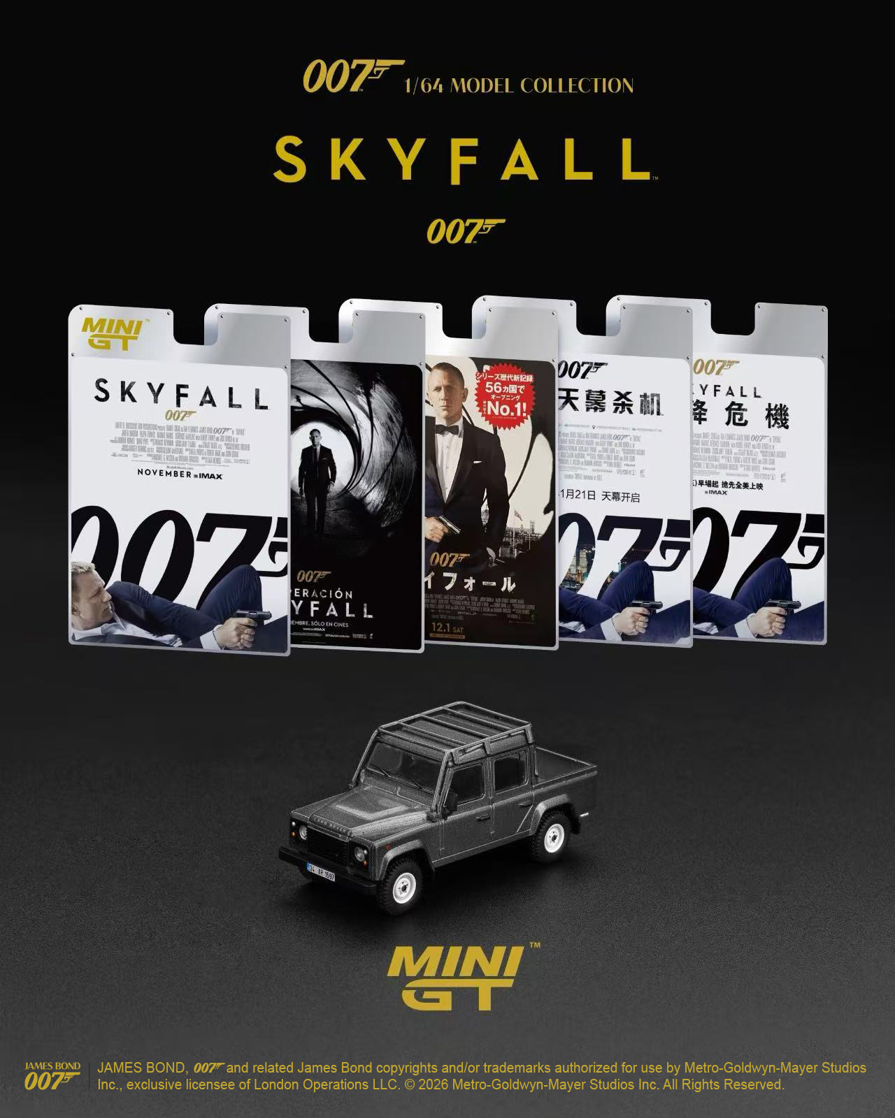 Land Rover Defender 110 Crew Cab *Skyfall* 2012 English Blister Packaging grey 1:64 Mini GT