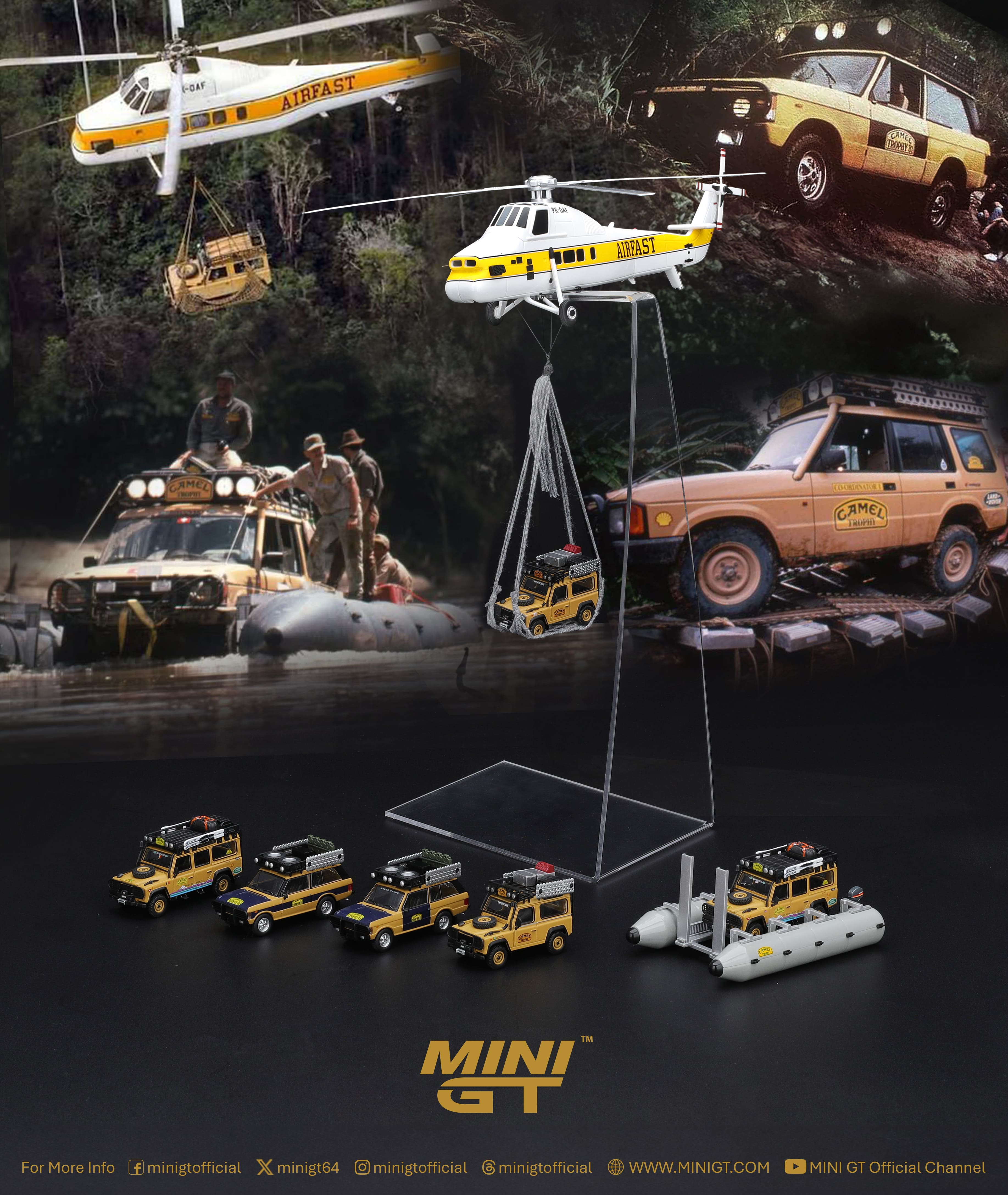 Land Rover Defender 110 Camel Trophy USA D.Vergillo/G.Thomas Camel Trophy Tierra del Fuego 1998 1:64 Mini GT