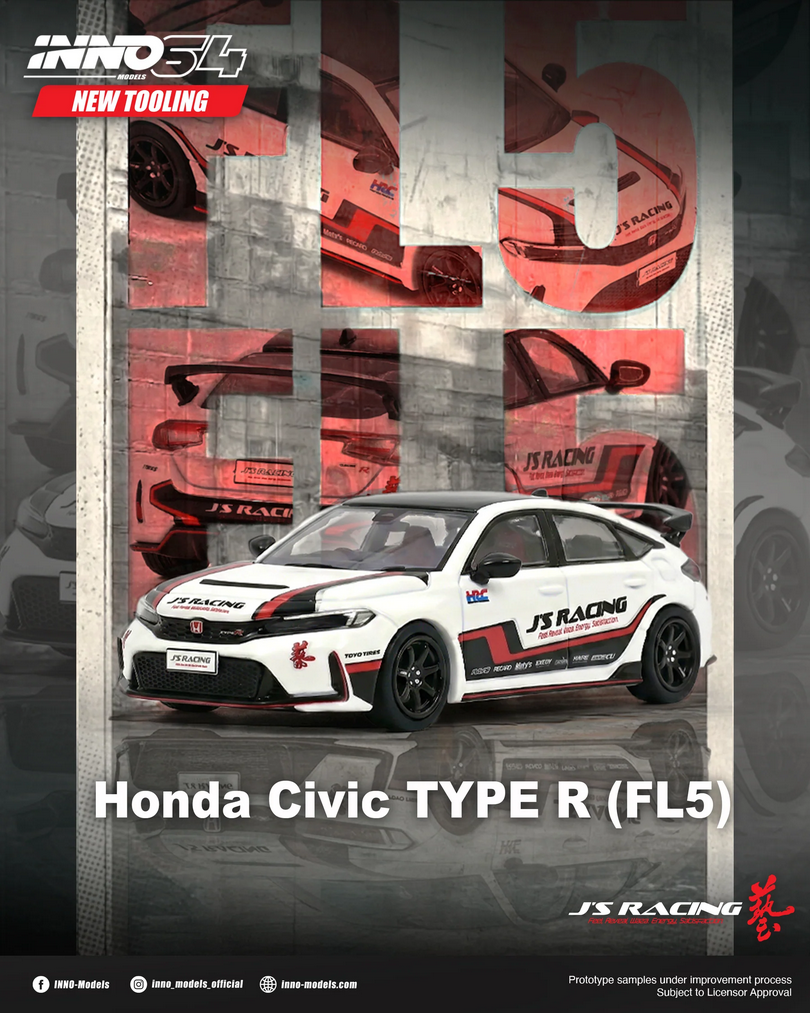 Honda Civic Type R (FL5) J`S Racing white/black/red 1:64 Inno Models