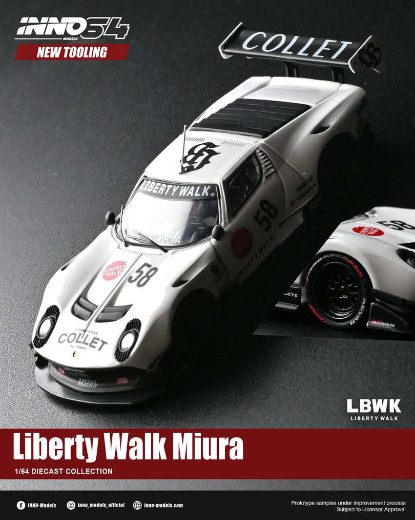 Lamborghini Miura GT #58 Liberty Walk white 1:64 Inno Models