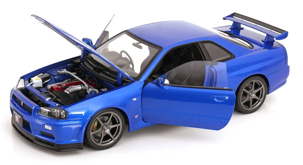 Nissan Skyline GT-R R34 V-Spec II 2001 OEM Rims blue metallic 1:12 KK Scale