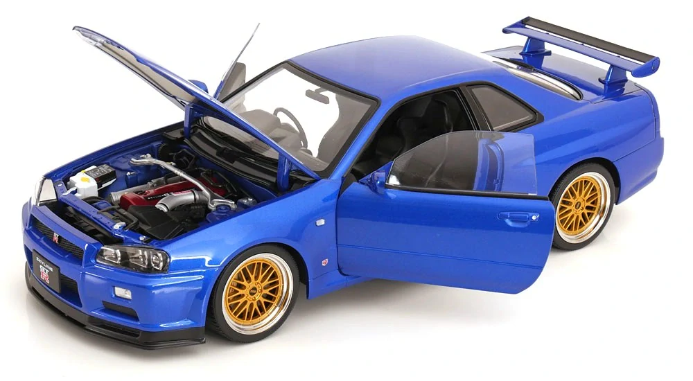 Nissan Skyline GT-R R34 V-Spec II 2001 BBS Rims blue metallic 1:12 KK Scale