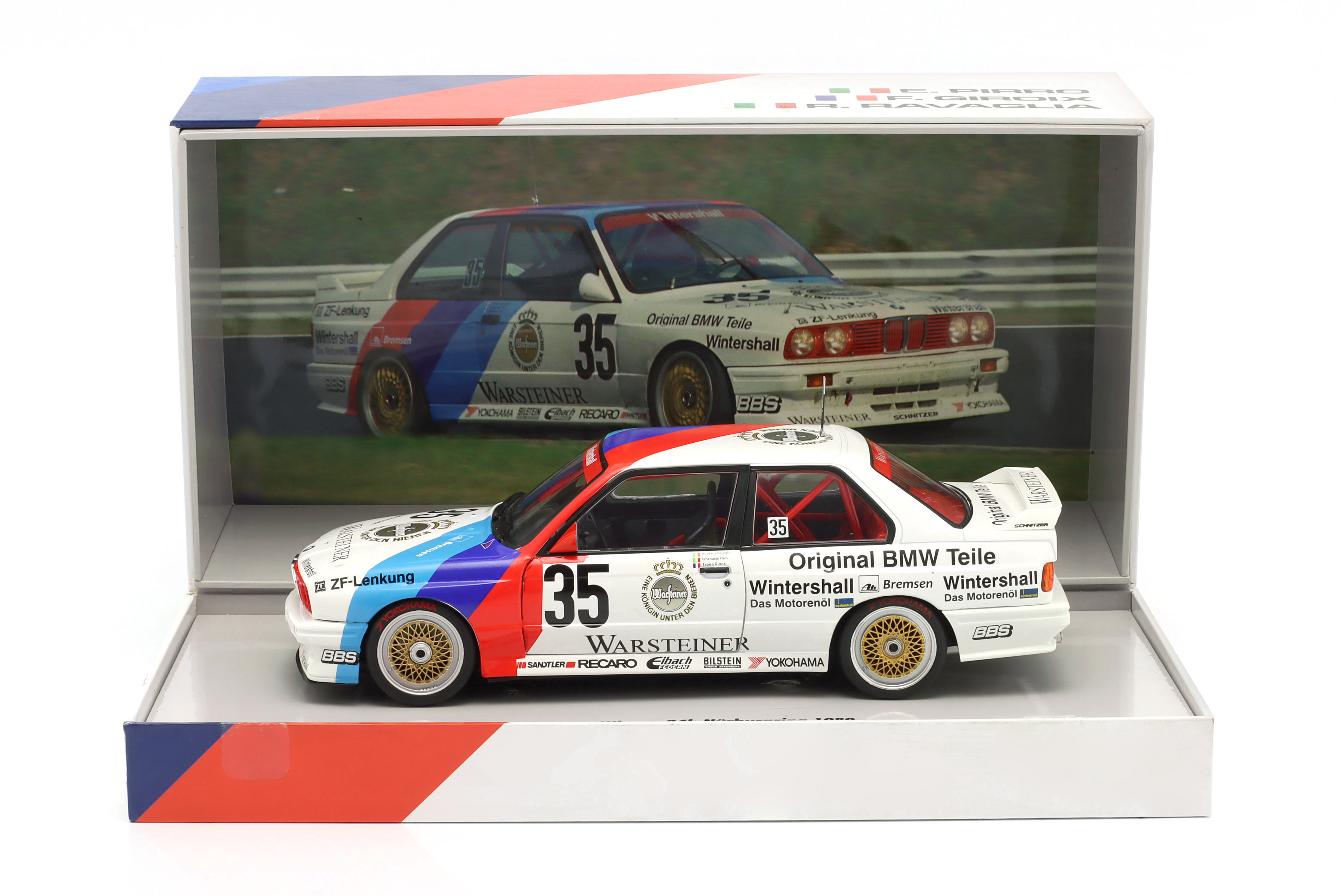 BMW M3 E30 #35 Pirro/Ravaglia/Giroix Winner 24H Nürburgring 1989 + Collectors Box 1:18 Werk83