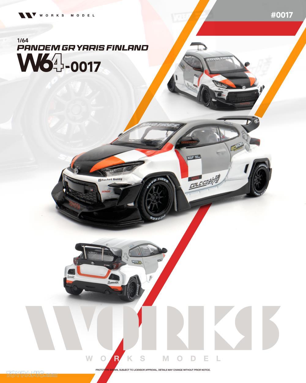 Toyota Pandem GR Yaris Finland white/red/grey 1:64 WORKS