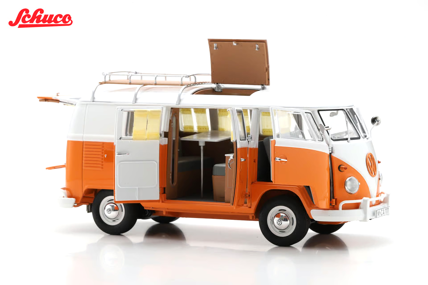 Volkswagen T1 Campingbus orange/white 1:18 Schuco