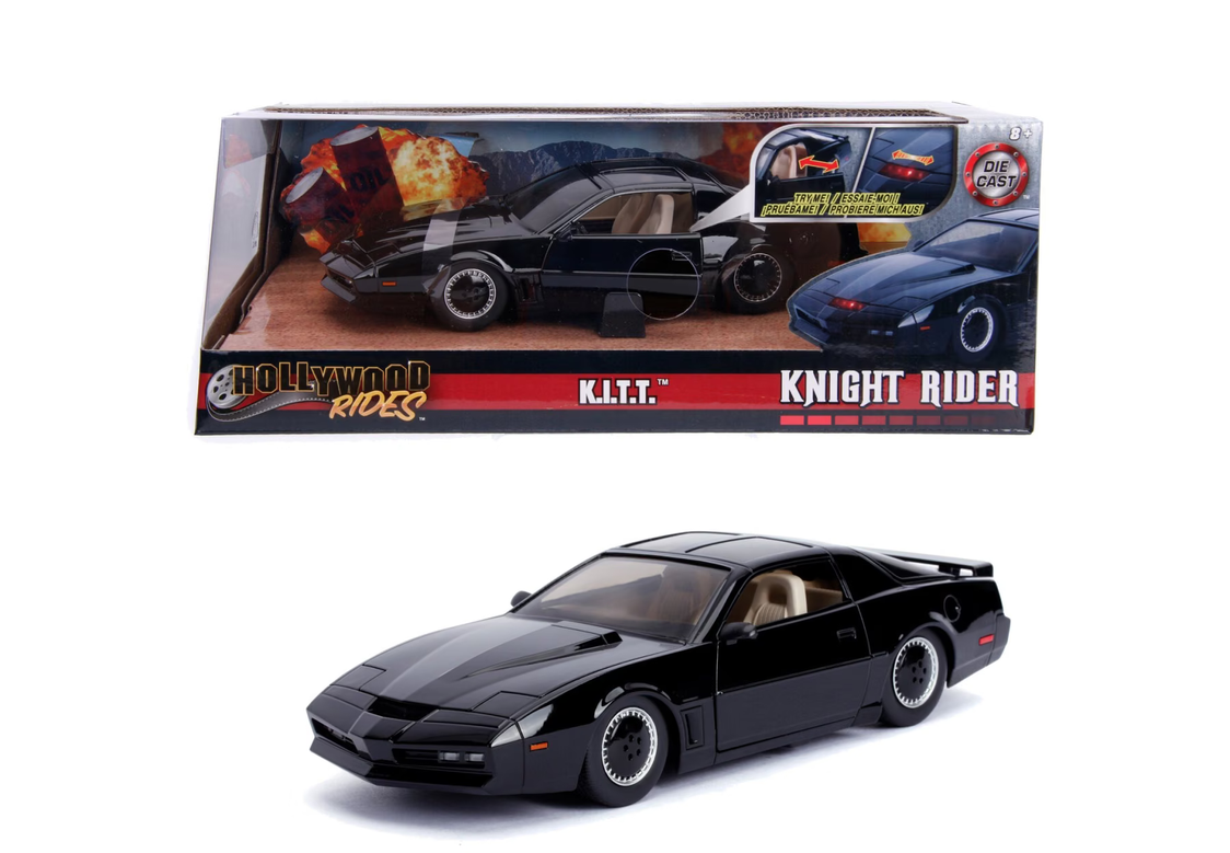Pontiac Firebird Knightrider KITT with Working Lights on the Front Hood 1982 black 1:24 Jada Toys