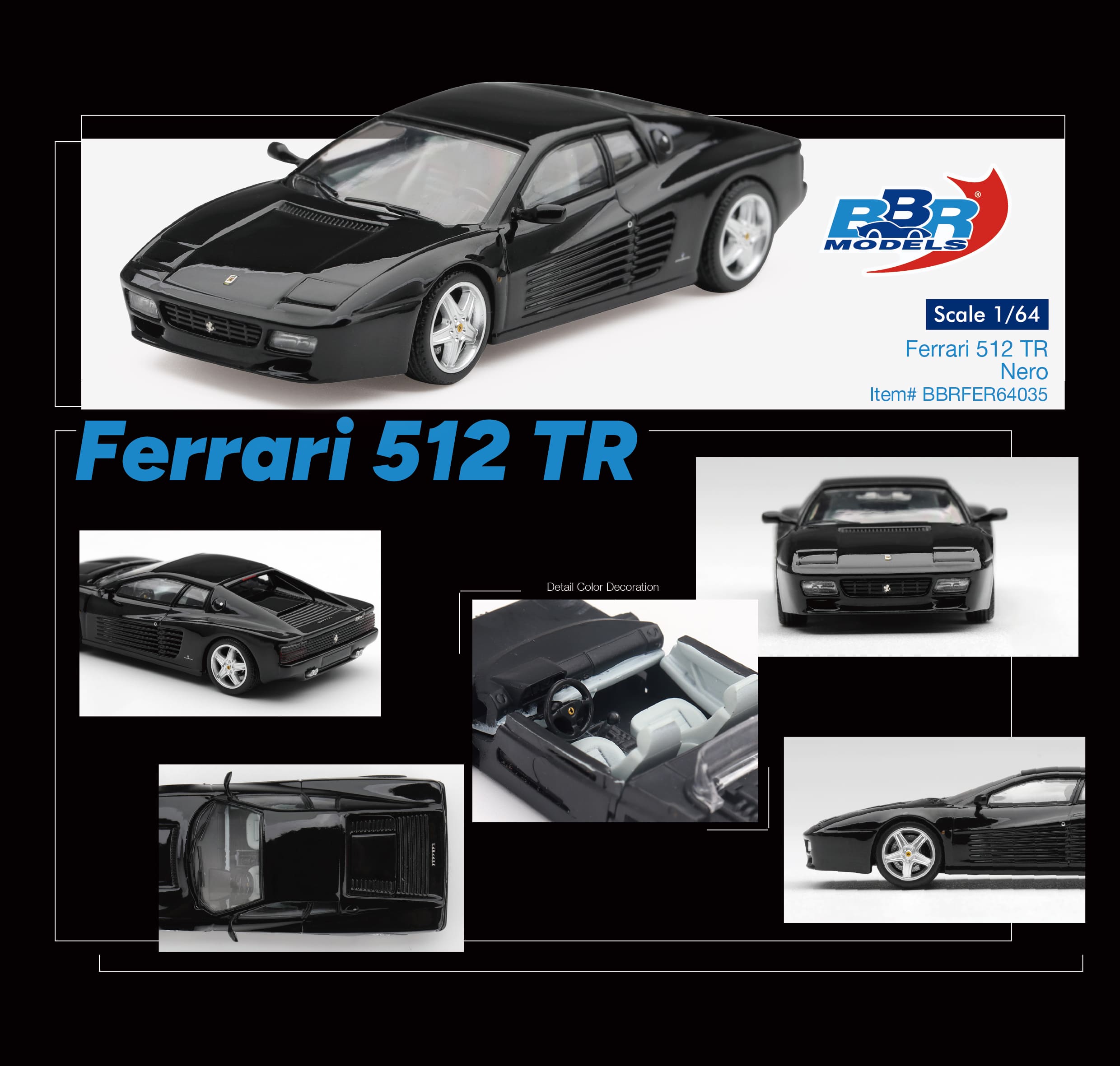 Ferrari 512 TR 1992 nero 1:64 B.B.R.