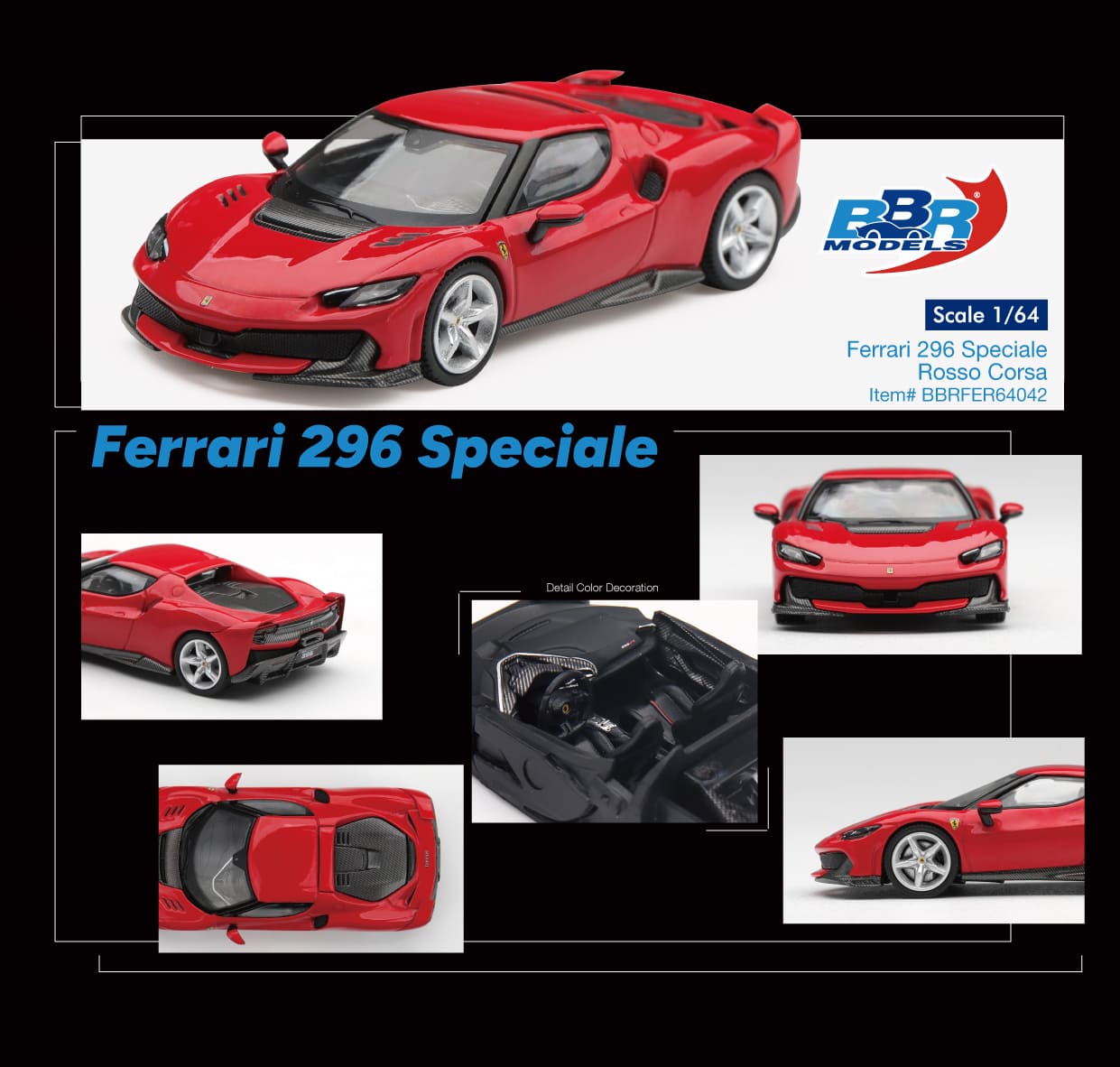 Ferrari 296 Speciale 2024 rosso corsa 1:64 B.B.R. 