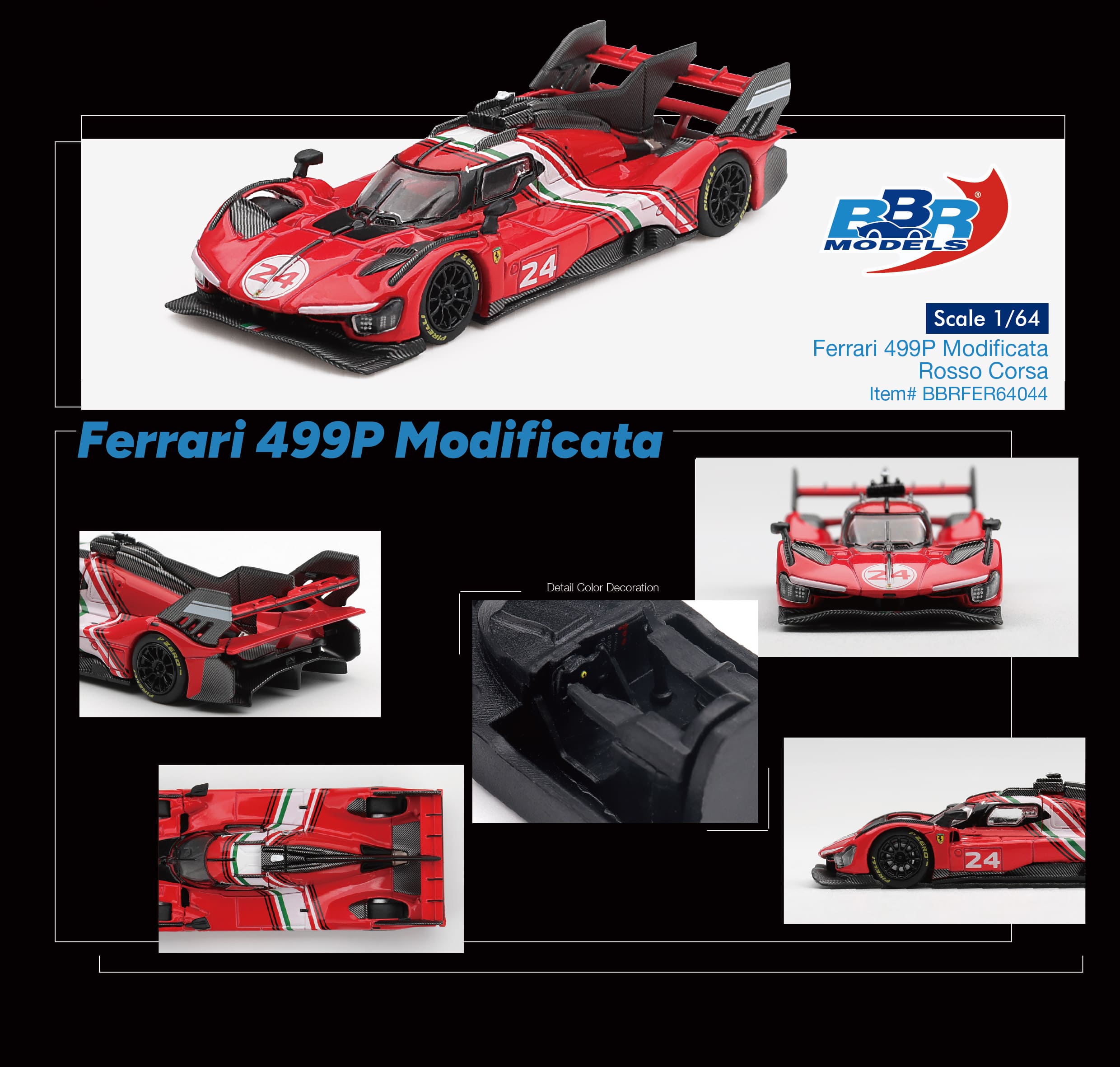 Ferrari 499P Modificata 2025 #24 rosso corsa 1:64 B.B.R.