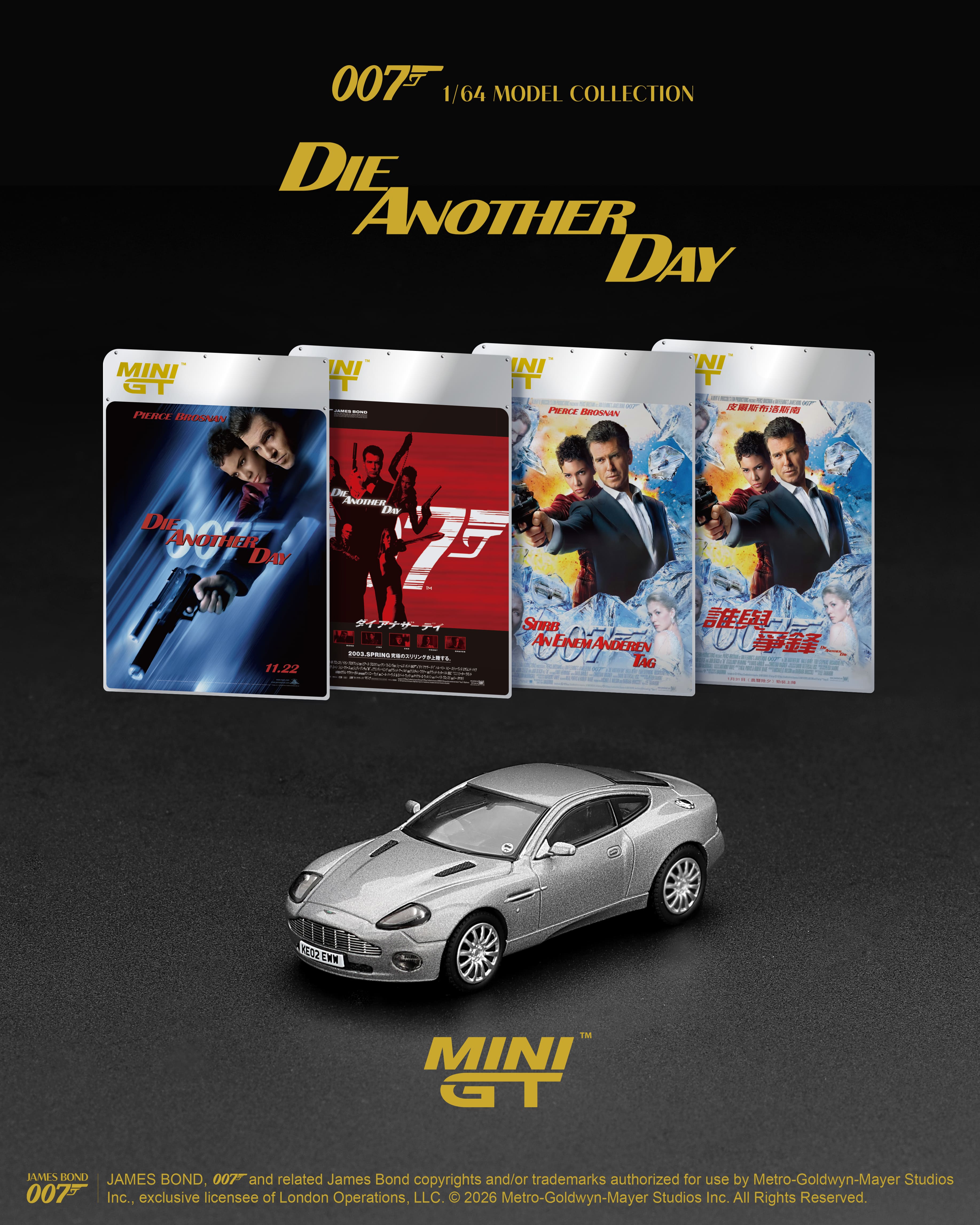 Aston Martin V12 Vanquish *Die Another Day* 2002 English Blister Packaging 1:64 Mini GT