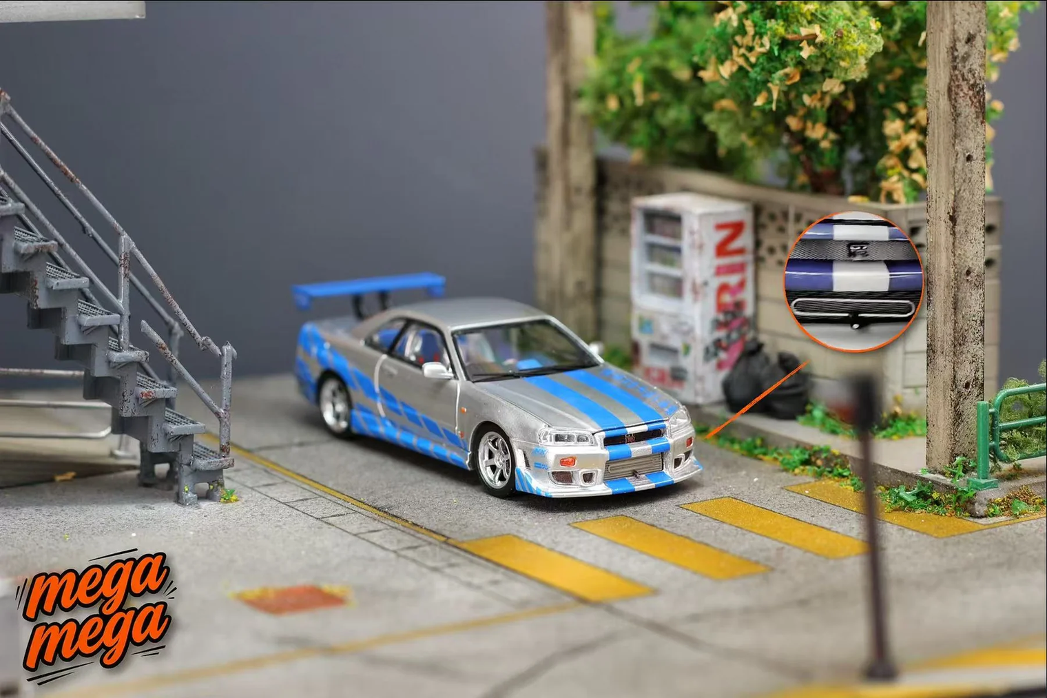 Nissan ER34 Skyline *F&F* silver/blue 1:64 Street Weapon
