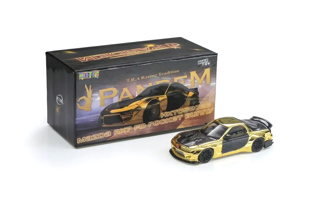 Mazda RX7 FD Pandem Rocket Bunny HKTCS 2026 gold/black 1:64 ModelModel