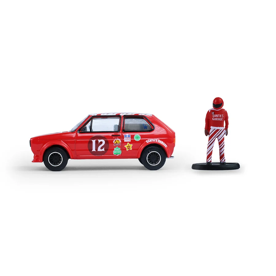 Volkswagen Golf GTI Widebody 1975 With Race Car Figure *Christmas 2025 Edition* 1:64 Greenlight