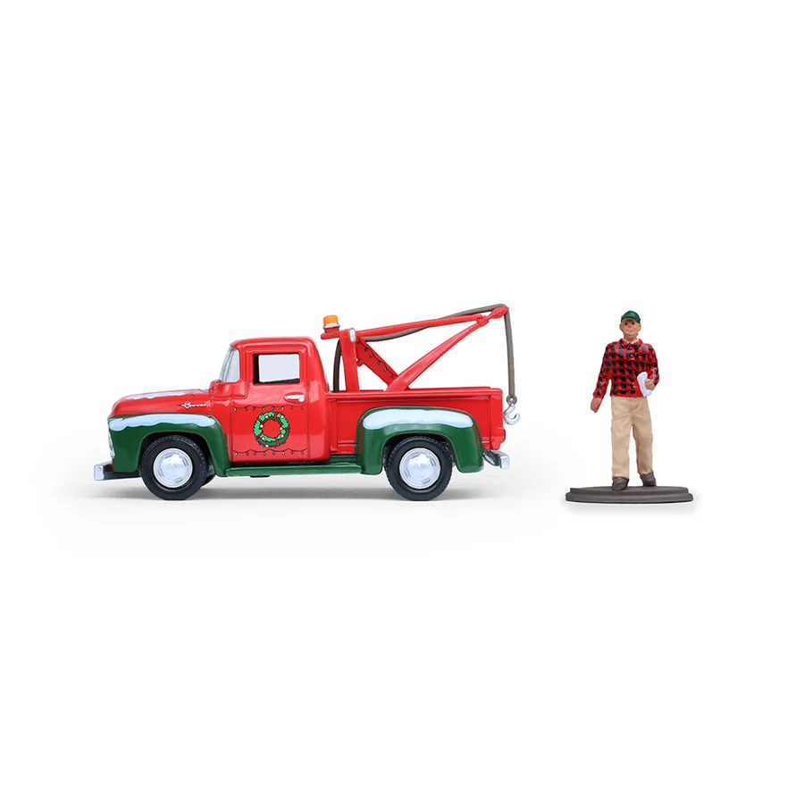 Ford F-100 Tow Truck 1956 With Mechanic Figure *Christmas 2025 Edition* 1:64 Greenlight