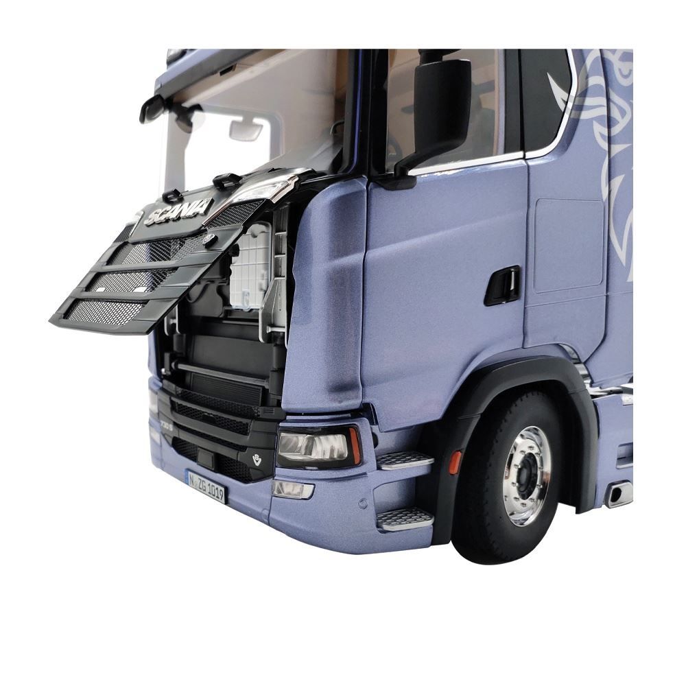 Scania V8 730S fiction blue/decor 1:18 NZG