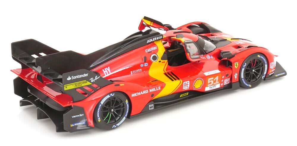 Ferrari 499P 3.0L Turbo V6 Team Ferrari AF Corse #51 Pier Guidi/Calado/Giovinazzi Winner 24H Le Mans 2023 1:18 Bburago