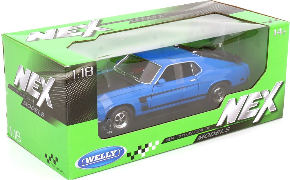 Ford Mustang Boss302 1969 blue 1:18 Welly