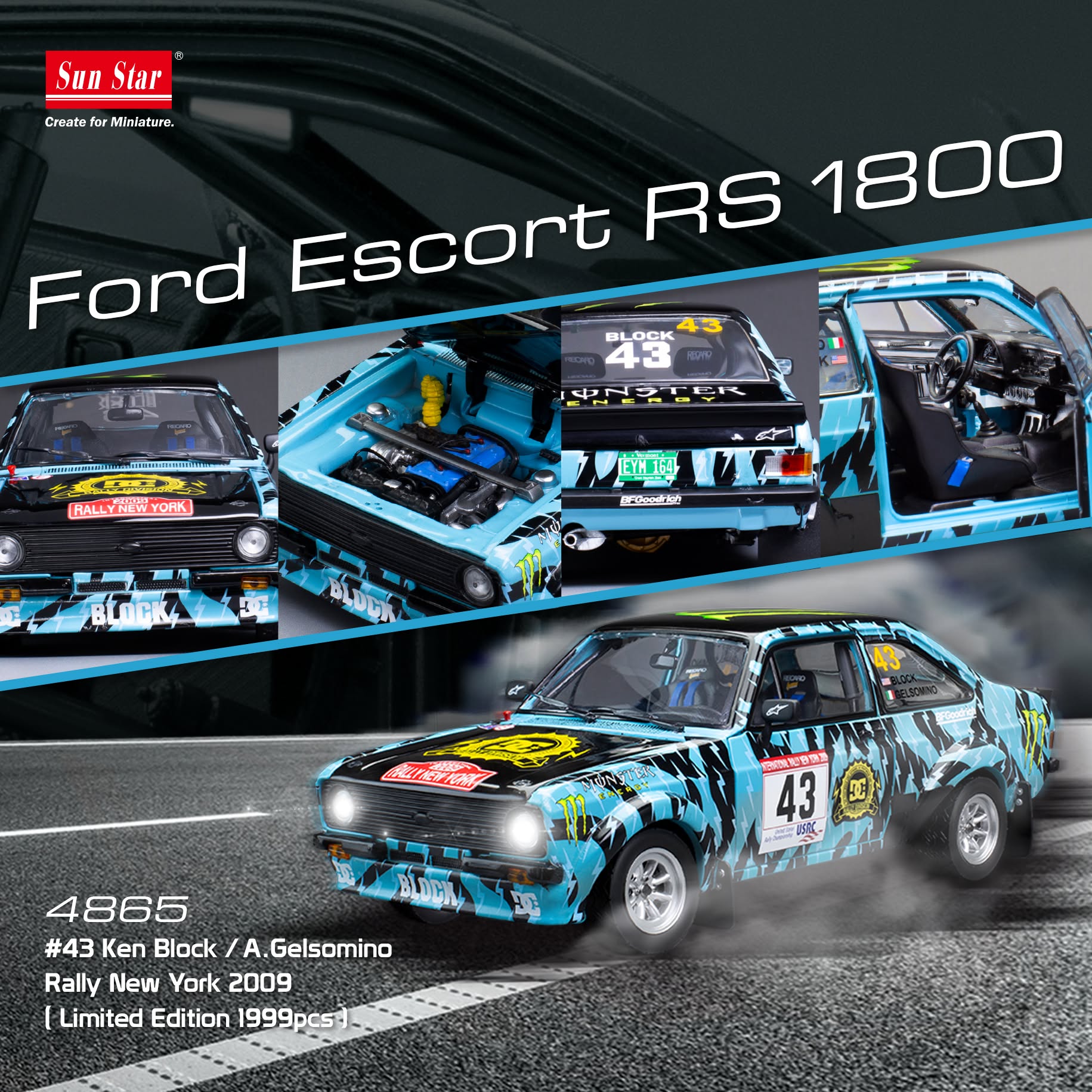 Ford England Escort MKII RS1800 #43 Block/Gelsomino Rally New York 2009 1:18 Sun Star
