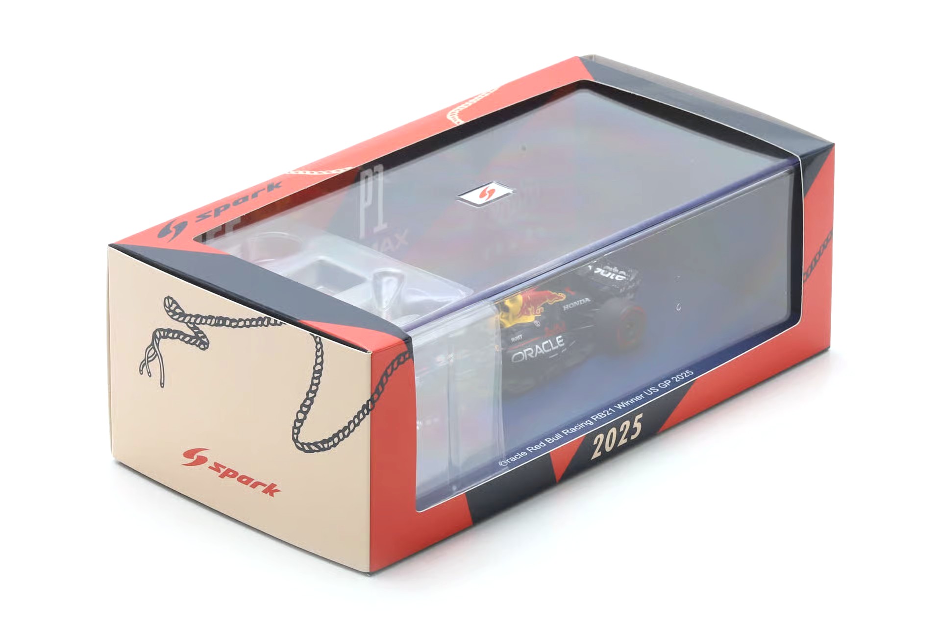 Red Bull Racing RB21 #1 M.Verstappen Winner US GP 2025 with Pit Board & Bigger Base 1:43 Spark