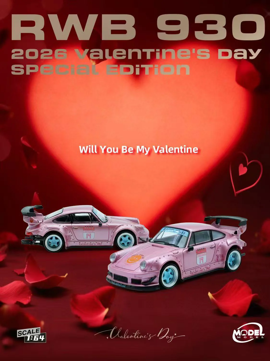 Porsche RWB 930 *Valentine's Day 2026 Special Edition* pink 1:64 ModelModel