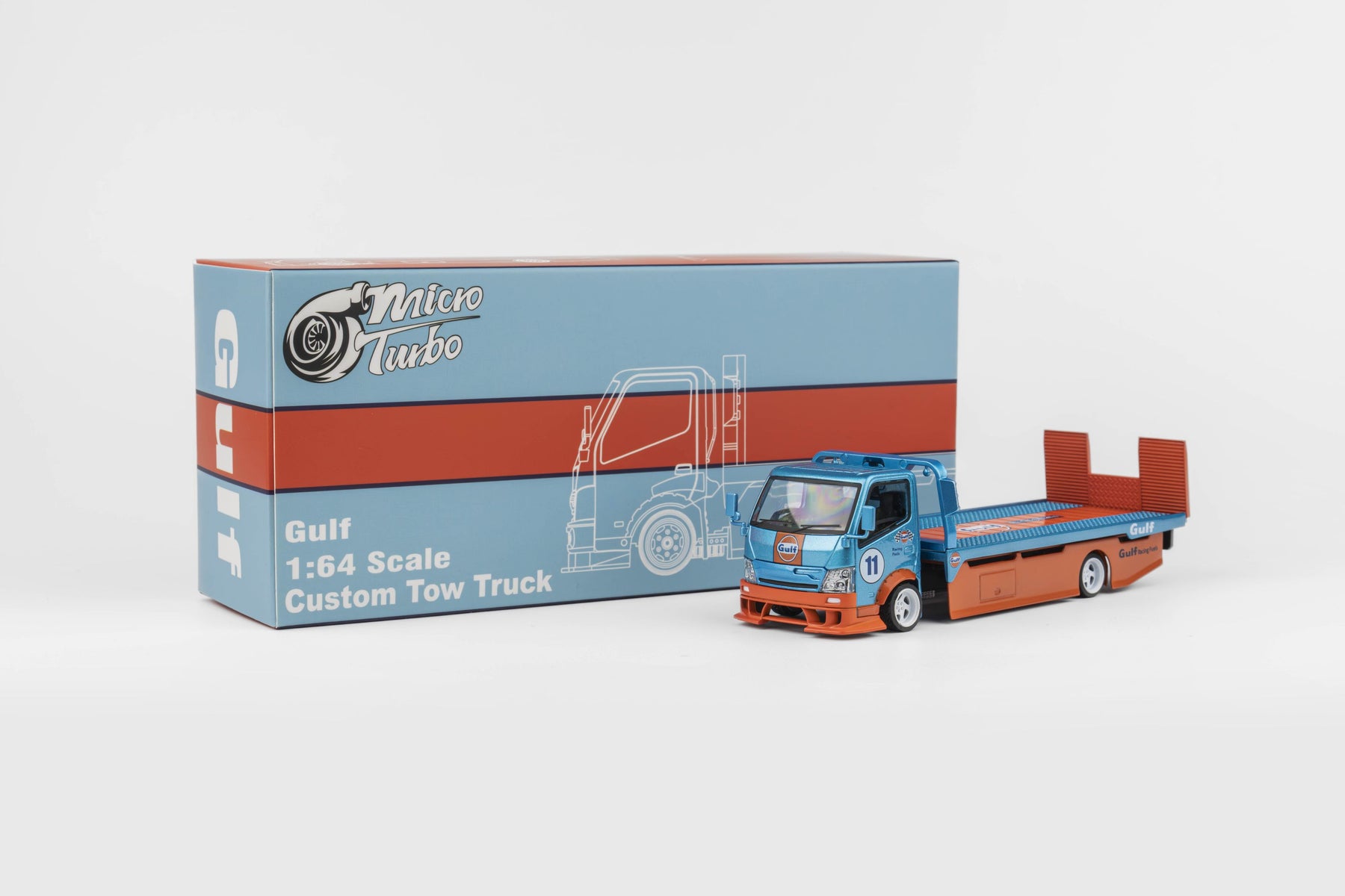 Custom Tow Truck *Gulf* blue/orange 1:64 Microturbo