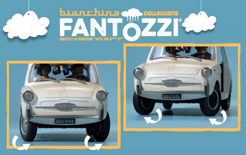 Autobianchi 4 Seats *TV-Series Fantozzi* 1975 with Figurines Fantozzi and Miss Silvani 1:18 CLC