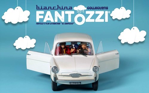 Autobianchi 4 Seats *TV-Series Fantozzi* 1983 with Figurines Fantozzi and Filini 1:18 CLC