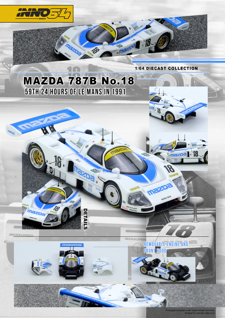 Mazda 787B Mazdaspeed #18 S.Johansson/D.Kennedy/M.Sandro Sala 59th 24 Hours Le Mans 1991 1:64 Inno Models