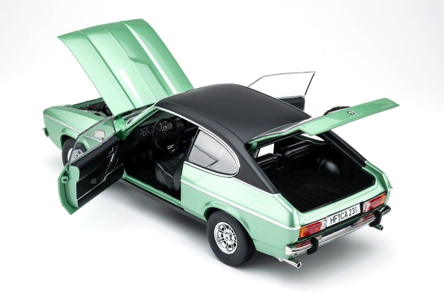 Ford Capri II Ghia 3.0 1974-1977 mediteran green/black vinyl top 1:18 Touring Modelcars