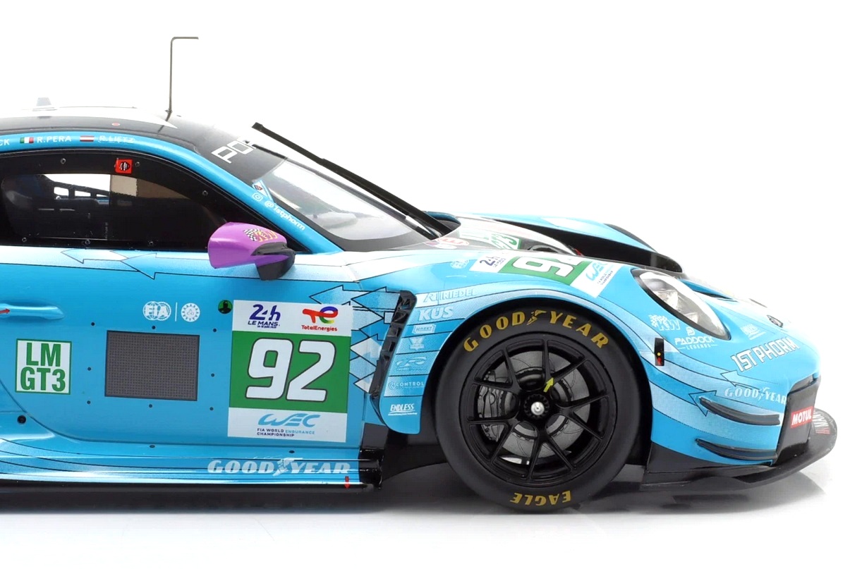 Porsche 911 GT3 R Manthey 1st Phorm #92 Hardwick/Lietz/Pera Winner LMGT3 24H Le Mans 2025 1:18 Ixo Models