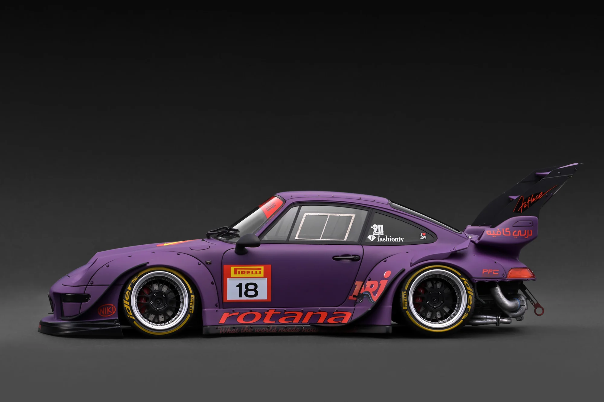 Porsche RWB 993 with Mr.Nakai matt purple 1:18 Ignition Model
