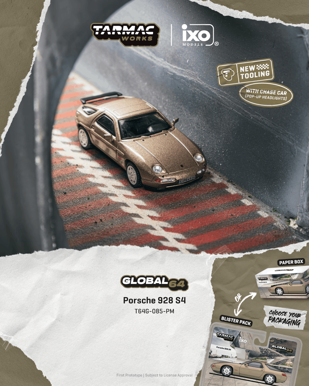 Porsche 928 S4 1992 platinum metallic 1:64 Tarmac