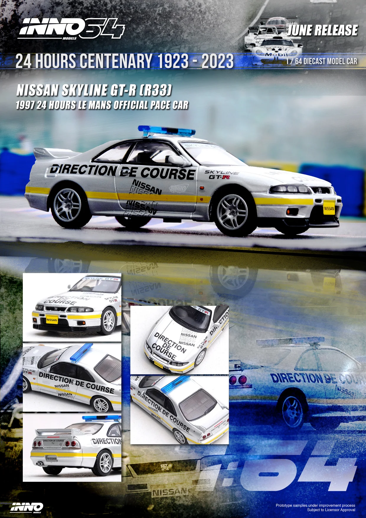 Nissan Skyline GT-R (R33) Official Pace Car 24 Hours Le Mans 1997 1:64 Inno Models