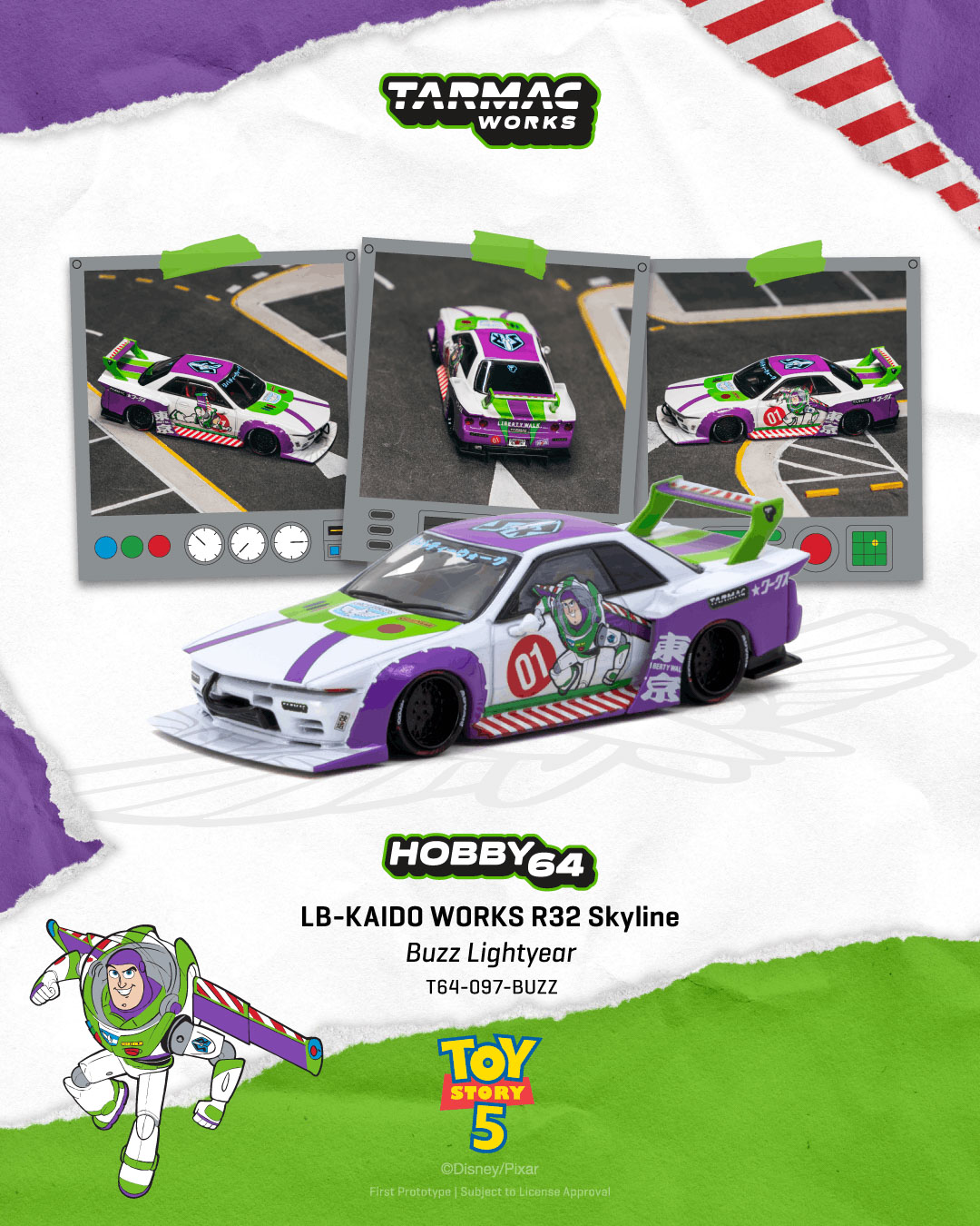 Nissan R32 Skyline LB-KAIDO WORKS *Buzz Lightyear* 1:64 Tarmac
