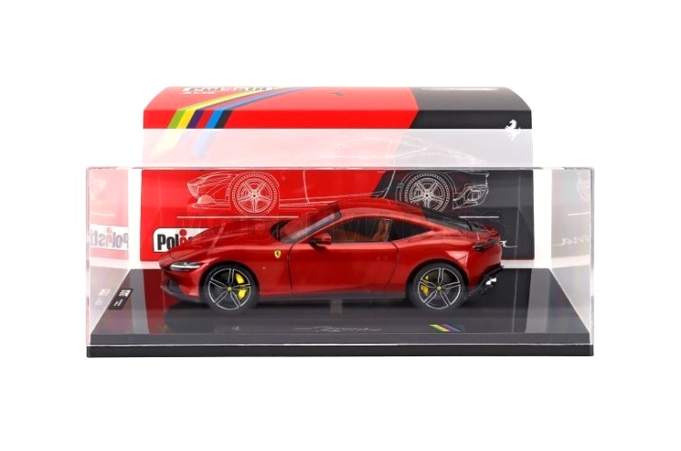 Ferrari Roma 2019 rosso magma with Showcase 1:18 Polistil