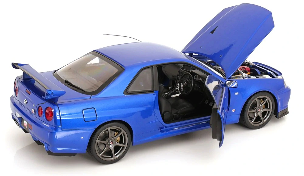 Nissan Skyline GT-R R34 V-Spec II 2001 OEM Rims blue metallic 1:12 KK Scale